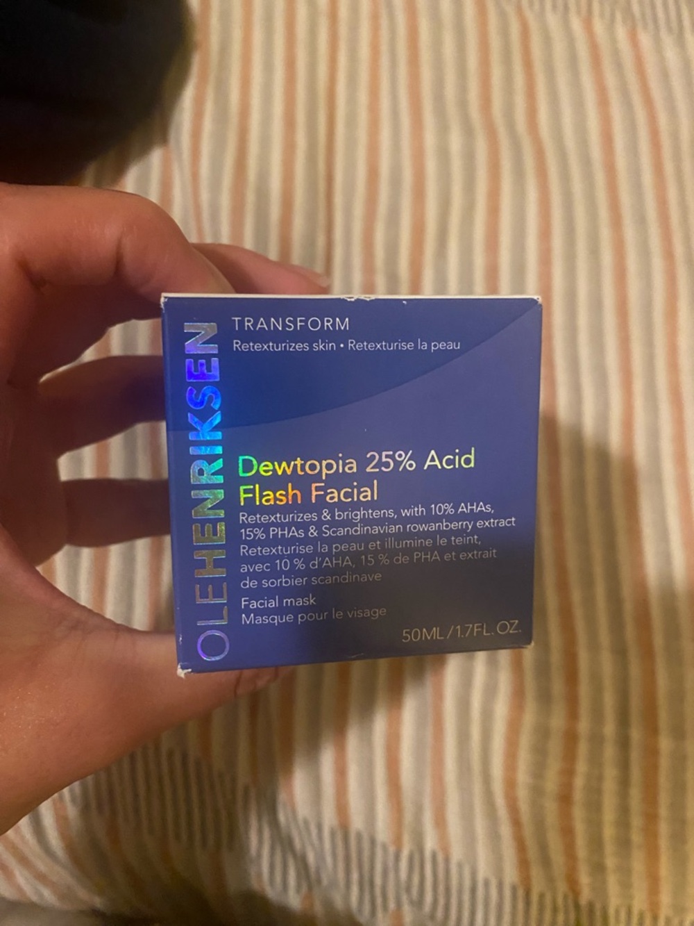 Ole Henriksen Dewtopia 25% Acid Flash Facial - Blue and Yellow Packaging